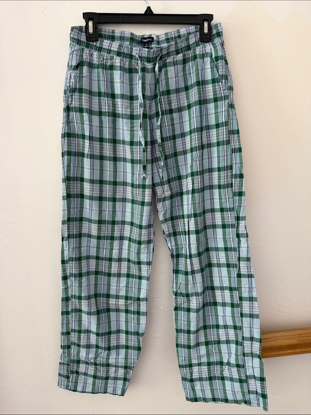 GAP Women's Green and White cotton Plaid Pajama Pants
